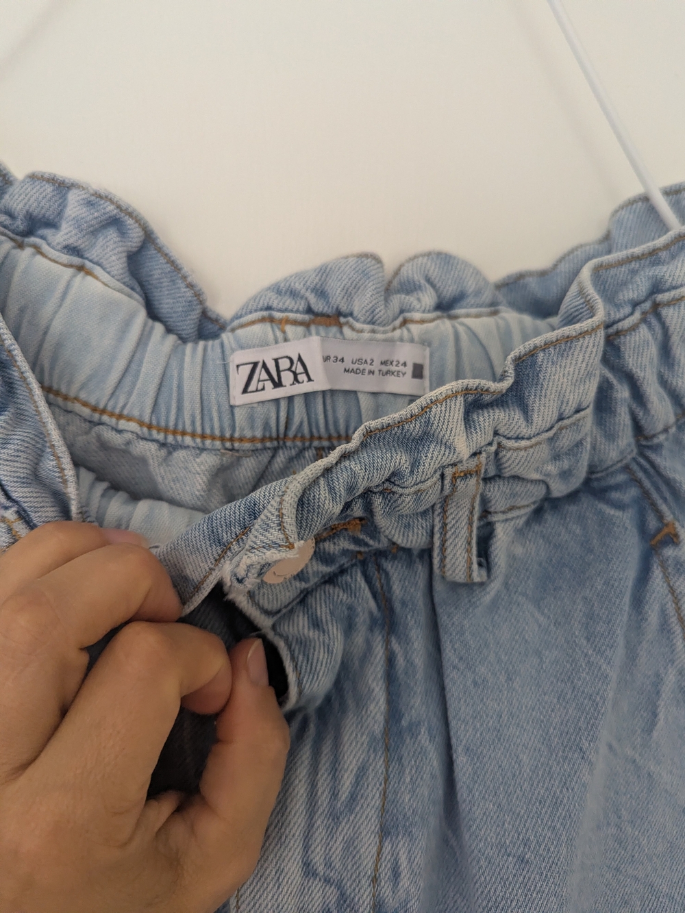 Zara Light Blue Paperbag Waist - Picture 2 of 3